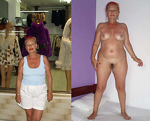 beautiful granny dressed in one's birthday suit posing