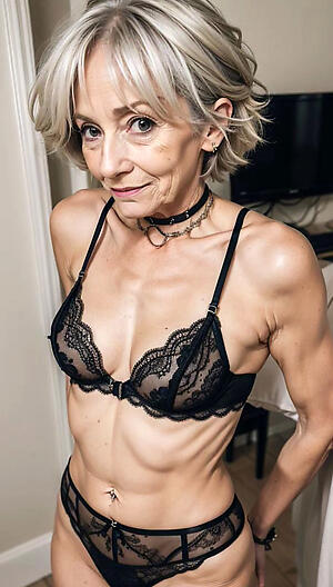 skinny age-old grannies show off